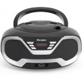 Geoyeao 2 in 1 CD Player Portable Boombox Bluetooth Speakers, Bluetooth/FM Radio/USB/AUX Input/3.5mm Headphone Jack, Boombox Stereo Sound System, Battery & AC Charge Powered Battery not Included